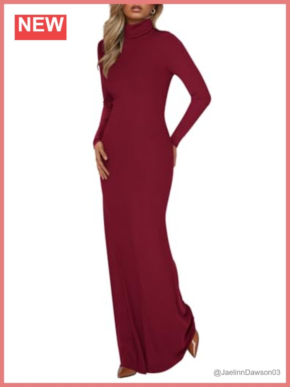Long Sleeve Turtle Neck Ribbed Knit Maxi Sweater Dress Slim Fit Semi Formal